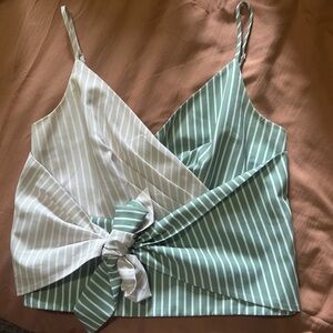 Maeve Green and White Striped Dress